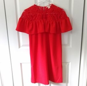H&M Lace Off Shoulder Smock Dress Red size 2